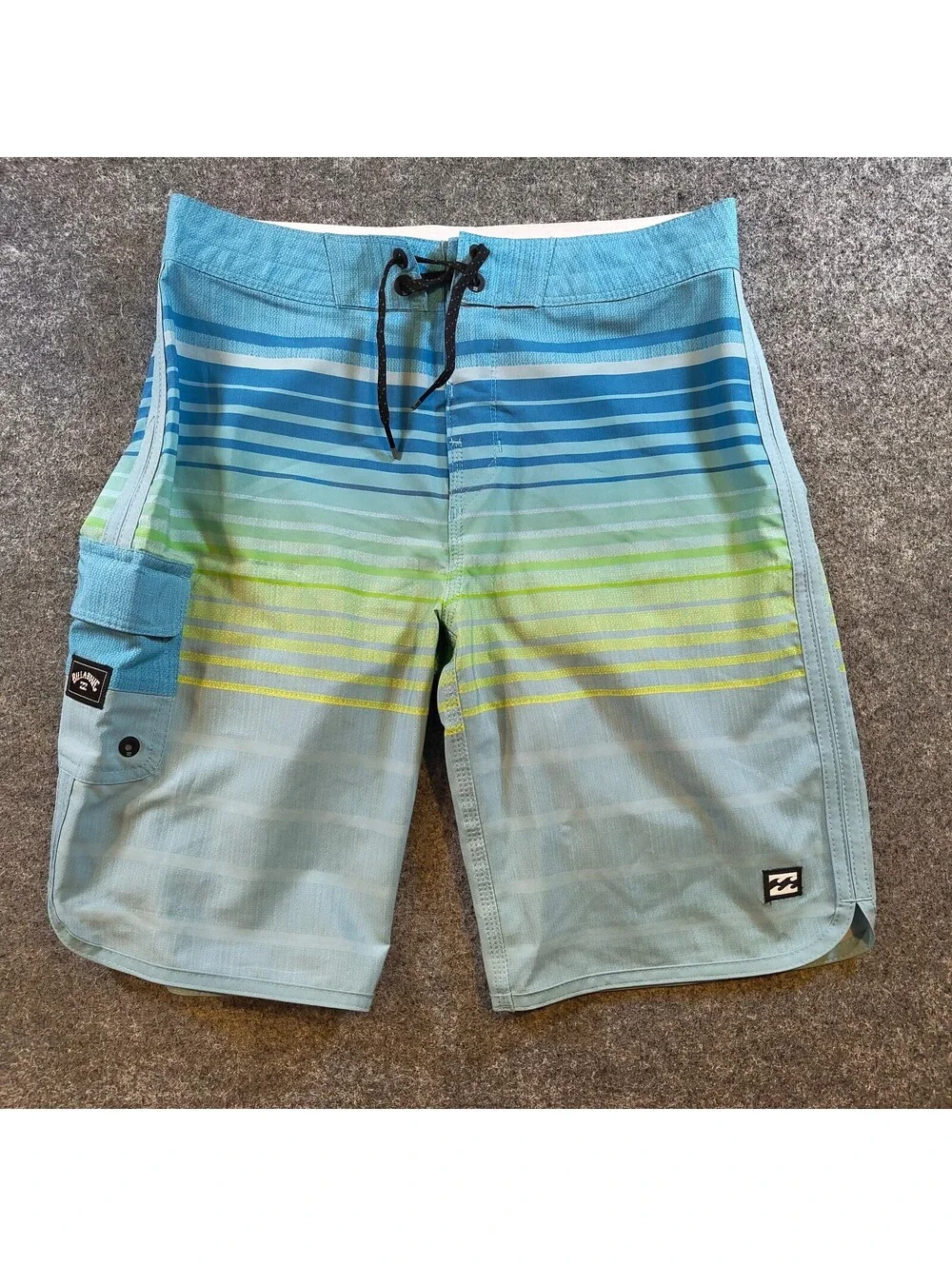 Billabong Recycler 73 Pro Boardshorts Blue Green Stripe Men’s 26 Surf